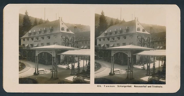 Stereo-Fotografie Fotograf unbekannt, Ansicht Schlangenbad, Hotel Nassauer Hof
