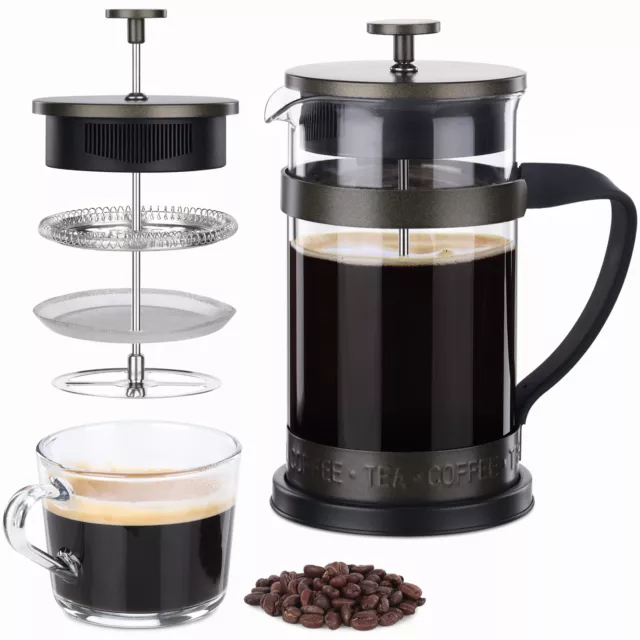 Cafetera francesa de acero inoxidable de 1 l - Cafetera de émbolo para 8 tazas