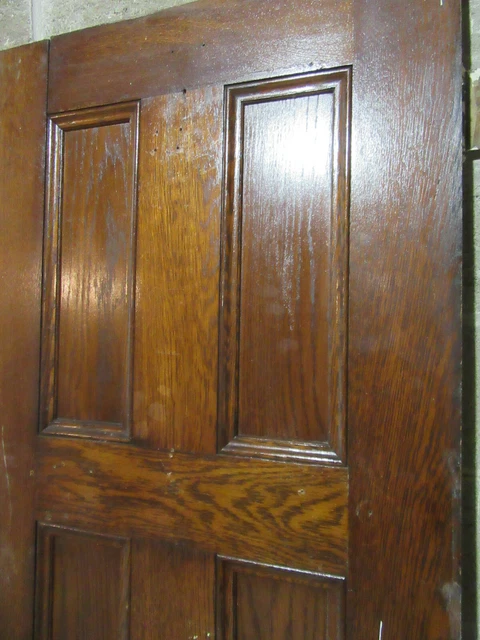 ~ ANTIQUE OAK 6 PANEL DOOR WITH HARDWARE DD ~ 28 x 81.75 ARCHITECTURAL SALVAGE 4
