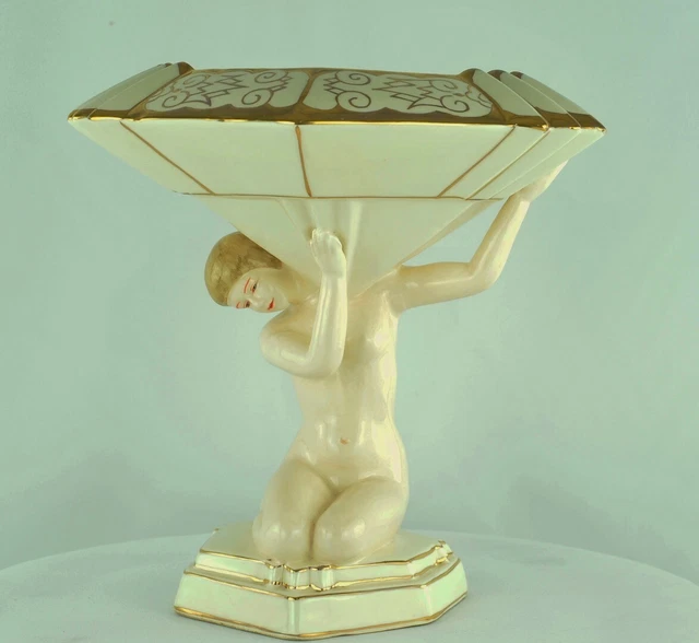 Florero Mata Hari Bañista Sexy Art Deco Estilo Art Nouveau Estilo Porcelana Esma