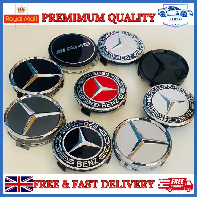 4X MERCEDES ALLOY Wheel Centre Hub Caps 75mm A B C E S M Class ML CLA ...