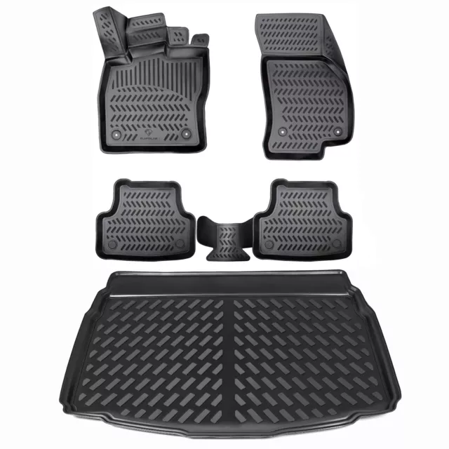 3D des Tapis de Caoutchouc & Bac Coffre Kit pour VW T-Roc 2017 Dessous Plancher