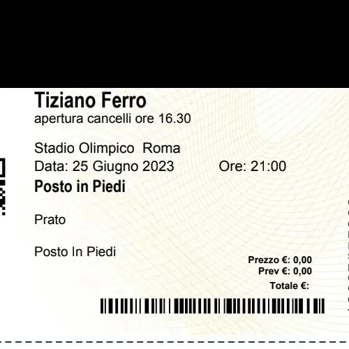 Biglietti Concerto Roma Tiziano Ferro 25 Giugno 2023