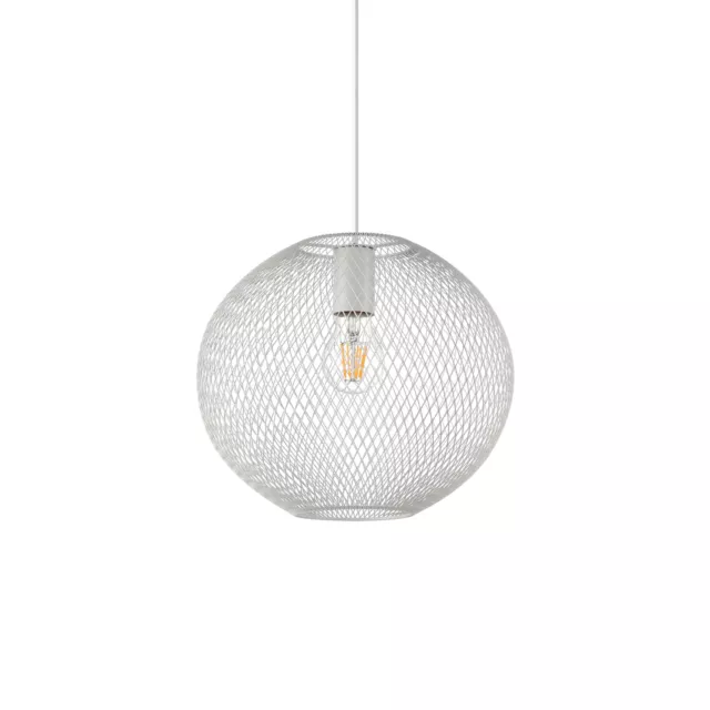 Lampadario A Sospensione Moderno Net Metallo Bianco 1 Luce E27 42W Ip20