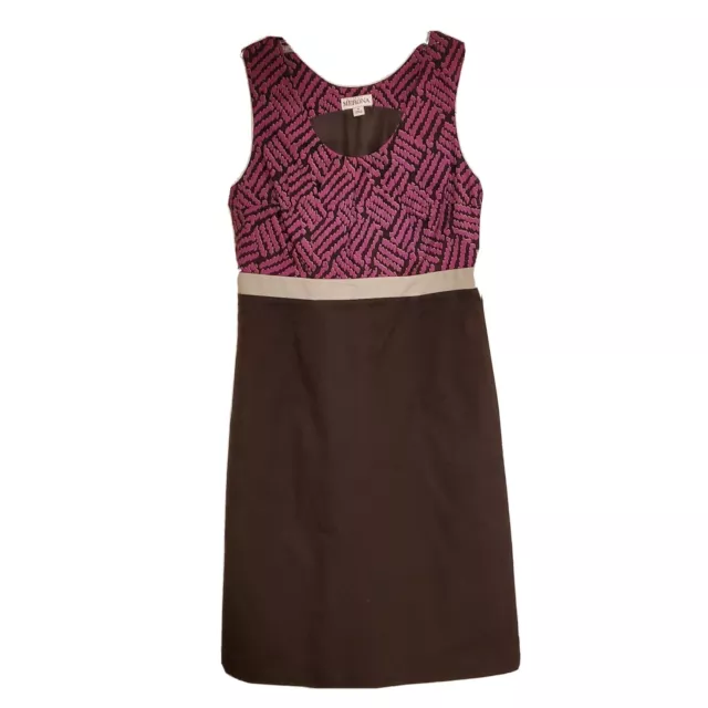 Merona Dress Womens Brown Magenta Size 6 Purple Shift Sleeveless Fitted