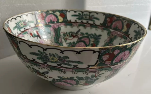 Vintage Chinese Porcelain Centerpiece Bowl 10" Hand Painted!