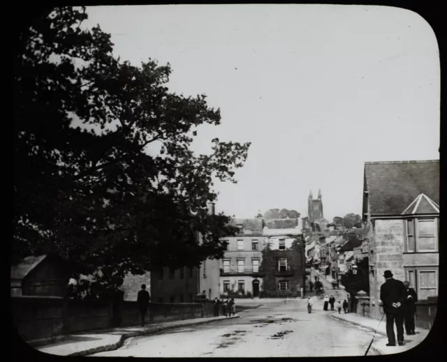 TOTNES BRIDGE DEVON C1900 PHOTO Magic Lantern Slide ENGLAND