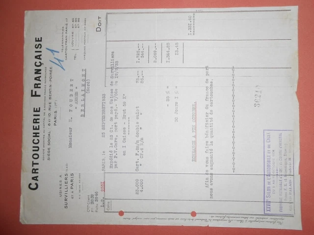 Ancienne Facture Cycles Tendil & Cie (Alès) – Document Vélo Vintage, 1937