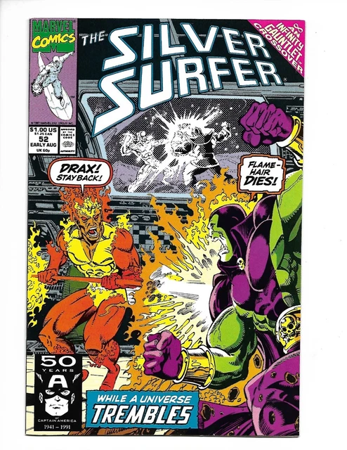 Marvel Comic 1991 Silver Surfer #52 VF/NM Infinity Gauntlet crossover Thanos
