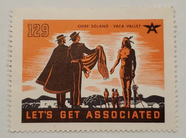 #129 Chief Samano, Vaca Valley - Let’s Get Associated - 1938 Poster Stamp