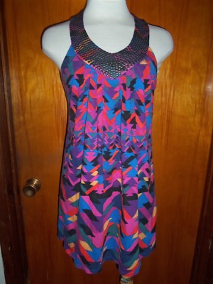 Victoria's Secret Bra Tops Geo Print Beaded Racer Back Tank Sundress Dress XS