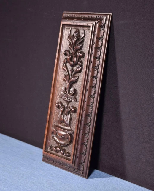 *French Antique Architectural Panel Door Solid Walnut Wood Highly Carved Salvage 2