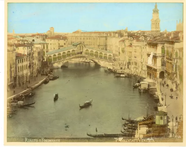 Salviati. Italie, Venise, Rialto e Fondmente Vintage albumen print.  Tirage al