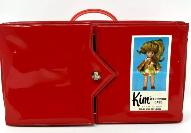 Uneeda Kim Doll Miki Wardrobe Carrying Case, vtg Red - NO DOLLS