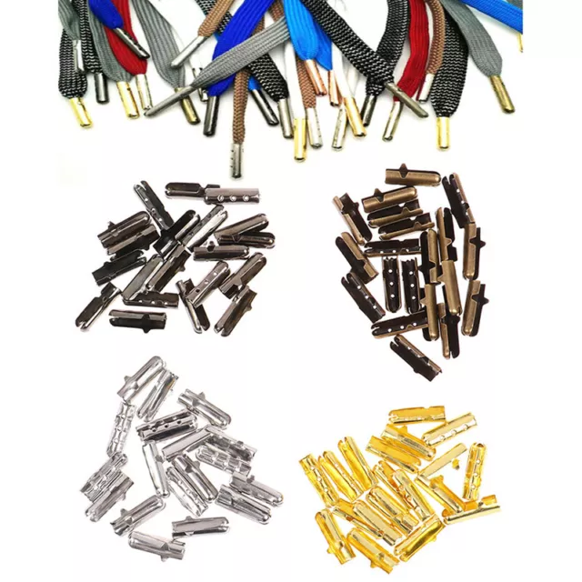 100 PCS Set Metal Aglets DIY Shoelaces Repair Shoe Lace Tips Replacement  End