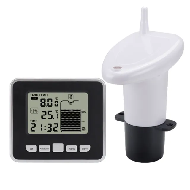 Wireless Ultrasonic Water Tank Liquid Depth Level Meter Flow Sensor Monitor Kit