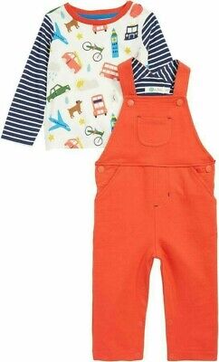 Boden Baby Boy Dungarees Outfit Set Age 12-18 months London Bus Red Fire Engine