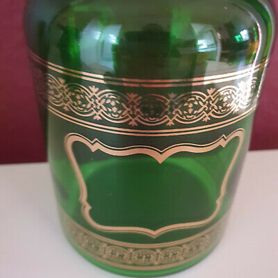 3x Apothekerflasche Apothekerglas Vorratsglas Stopfen Deckel grün gold Vintage 5