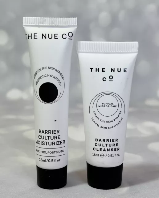 NEW Lot x2 The Nue Co Barrier Culture Moisturizer & Cleanser Deluxe Samples 15ml