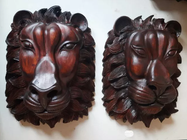 wooden wall Lion face Hand carved  Stunning Antique Creation 11*14*6 Home deco 3