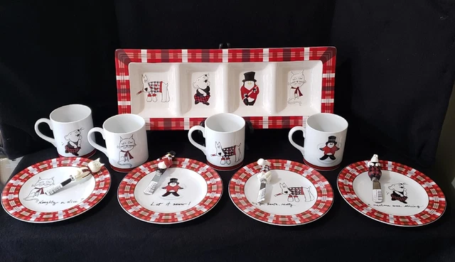 Christmas Plates Platter Mugs 13 Piece Set Studio Nova Santas Little Helpers