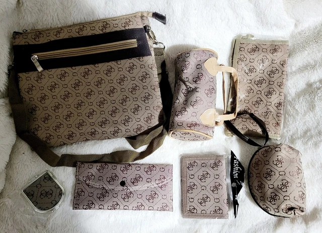 7 PIECE MATCHING CARRY BAG/WALLET /CHANGE PURSE/MIRROR SET- New