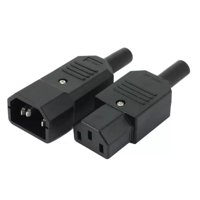 1Pair 10A 3 Terminals Panel Mount IEC320 C14 Power Socket C13 Plug Adapter