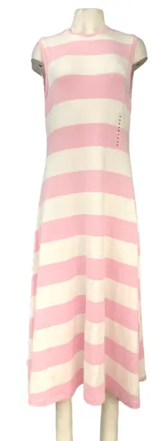 Ralph Lauren Polo Rugby Stripe Maxi Dress Pink & White Sz XL