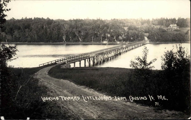 Little Johns Island From Cousins Island ME c1920s-30s Real Photo Postcard