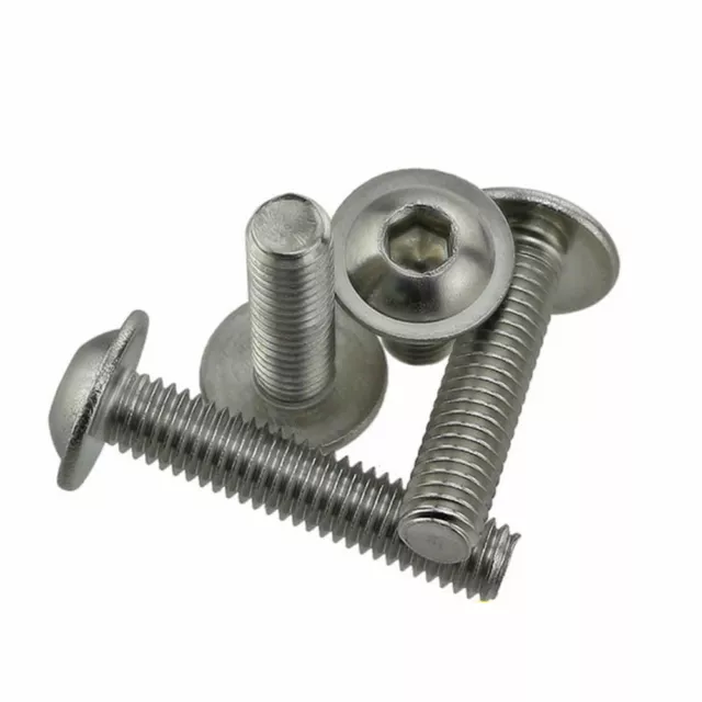 M3 M4 M5 M6 304 Stainles Steel Hex Socket Flange Button Washer Head Screw New