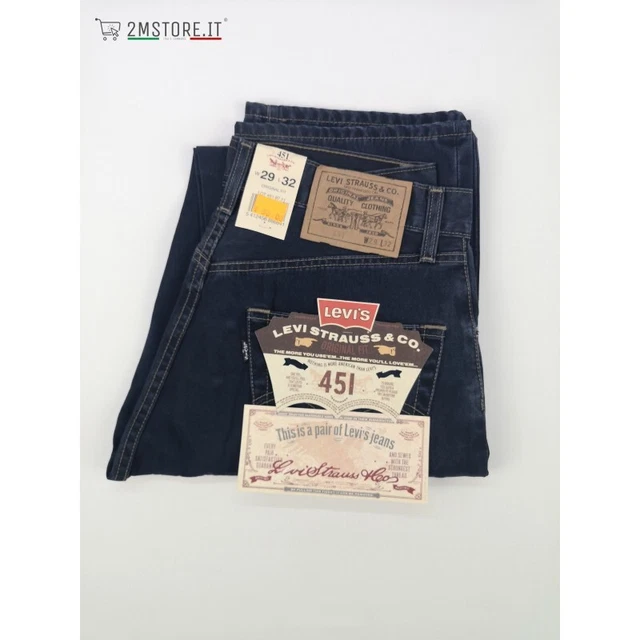 Ud bryst forholdet LEVI'S JEANS LEVIS 451 BLACK TAB Blu Original Regular Fit Dritto VINTAGE  90's EUR 43,99 - PicClick IT