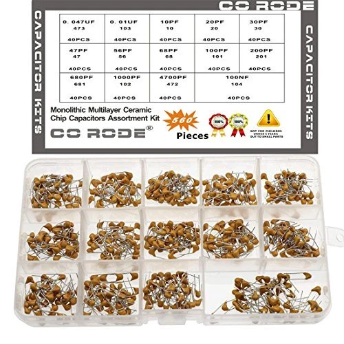 Ceramic Capacitor Kit, 10pF-100nF 14Values DIP Monolithic Multilayer