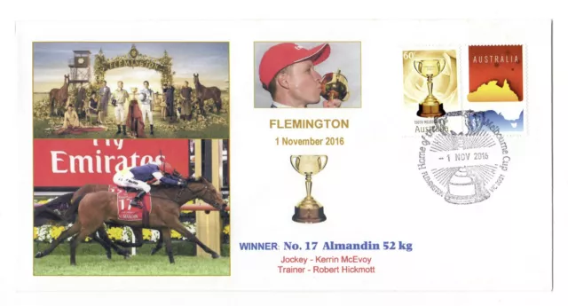 2016 Melbourne Cup Horse Racing Almandin Win Flemington pmk Envelope