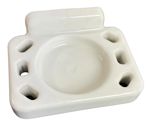 Vintage White Porcelain Bathroom Toothbrush and Cup Holder Wall Mount