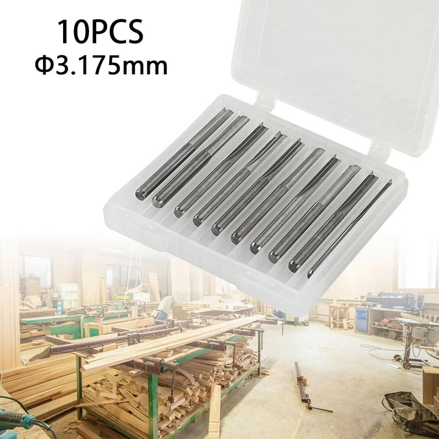 10pcs 3.175mm 2 Flute Steel End Mill CNC Router Bits Milling-cutter For Wood