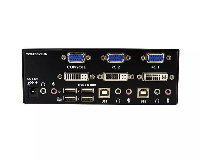 Startech 2 Porta DVI & VGA KVM Switch USB con Audio & USB Hub