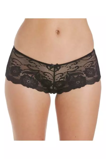 Camille Women's Floral Lace Boxer Short Elegant Briefs with Small Bow Pack of 2