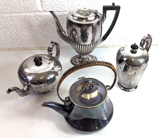 Collection Of Antique EPBM / Silver Plate Teapots