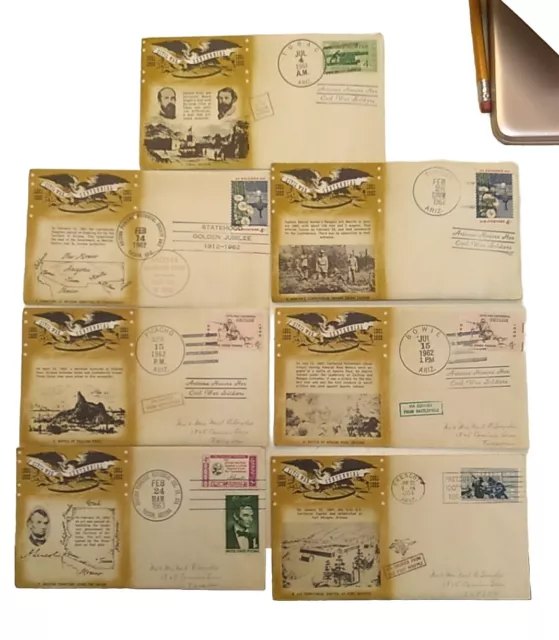 Lot Of 7 Arizona Official Patriotic Civil War Envelopes 1962