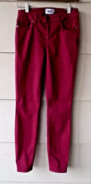 PAIGE Verdugo Ankle Burgundy Mid Rise Skinny Jeans Women's Size 26