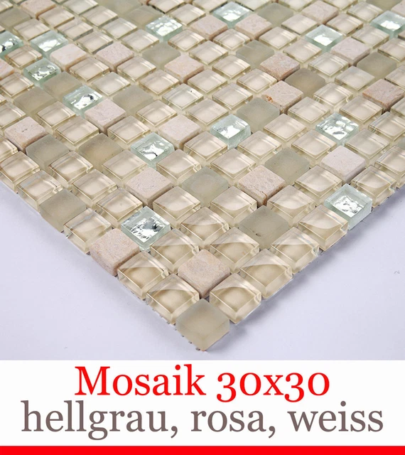 Carrelage Mosaïque Mixmosaik Marbre Gris Argent 30x30 Cm - Pour Intérieur, Neuve