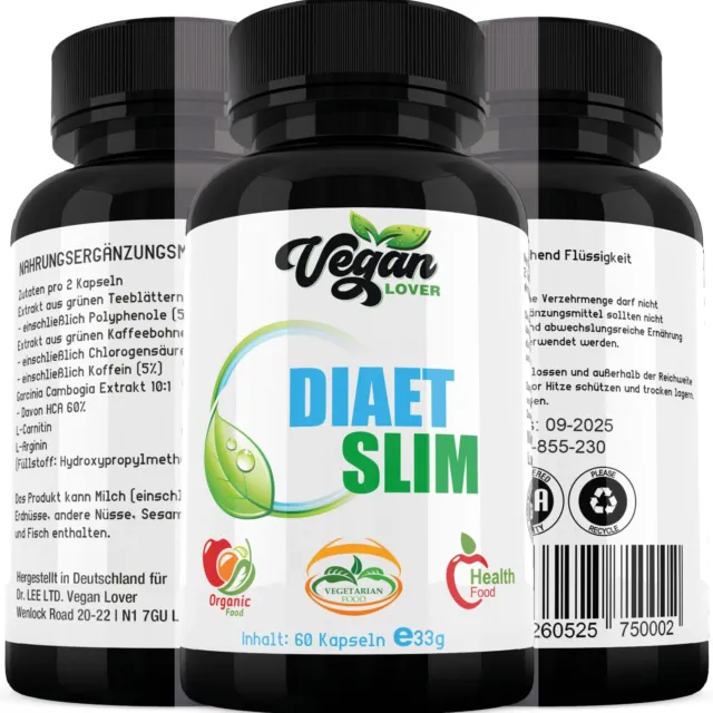Diaet Slim von Vegan Lover 60 Diät Kapseln abnehmen und Gewichtskontrolle Diät