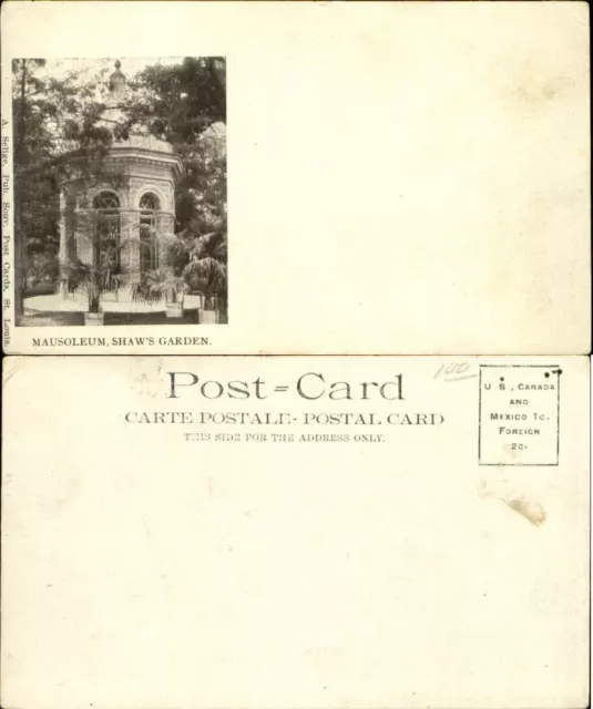 Mausoleum Shaws Garden Missouri Botanical Garden St Louis MO UDB unused postcard