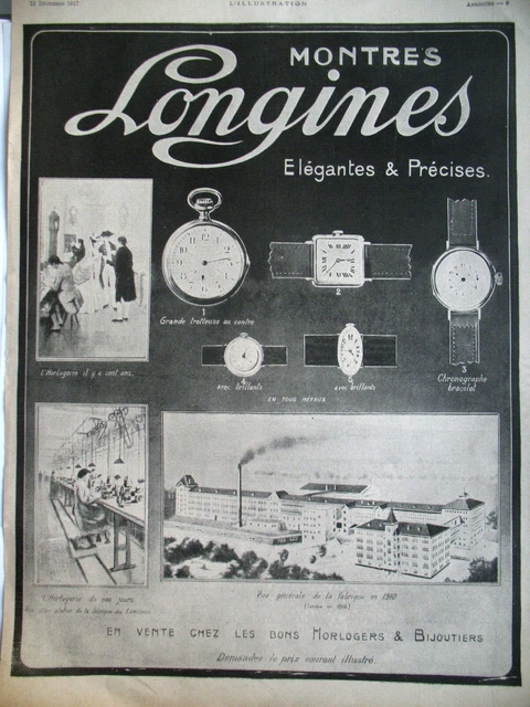 Publicite De Presse Longines Montres Elegantes Et Precises Horlogerie Ad 1917