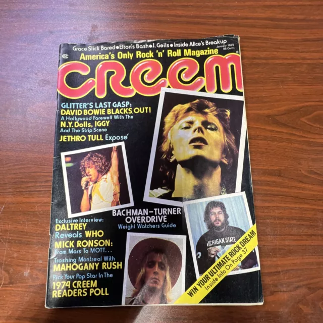 Vintage Rock & Roll Magazine Creem Jan. 1975 David Bowie N.Y. Dolls