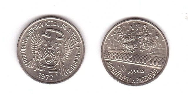 S. Tome e Principe - 10 Dobras 1977 UNC Lemberg-Zp