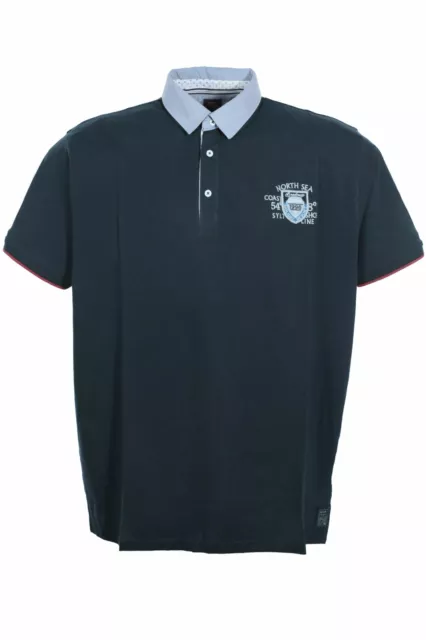 Kitaro Poloshirt Polo Shirt Hemd Herren Kurzarm Baumwolle Blau Piqué Plusgröße
