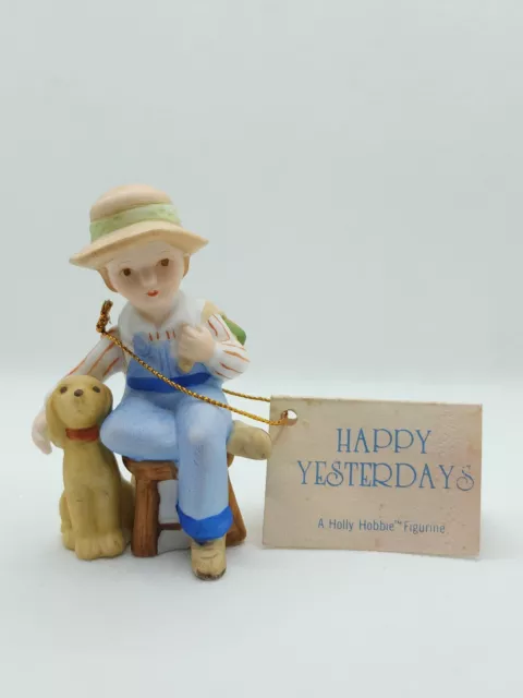 Holly Hobbie Happy Yesterdays Vintage Figurine - Miniature Boy with Dog Series V