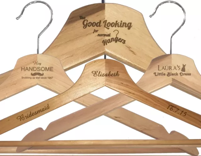 Personalised Engraved Wooden White / Brown Hangers, Gift, Any Engraving/Occasion