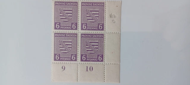  Briefmarken Provinz Sachsen  4x6 Pfennig 1945 Block SBZ  postfrisch